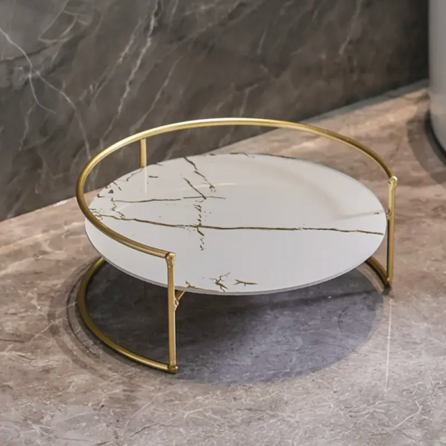 Marmor Serviertablett Mit Goldrahmen – Stilvolle Eleganz Für Ihr Zuhause 0