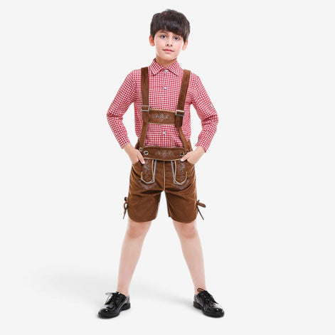Kinder Trachten-Lederhose mit Trägern für Oktoberfest – Falko