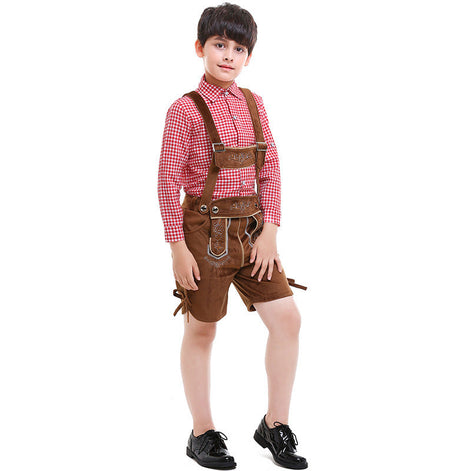 Kinder Trachten-Lederhose mit Trägern für Oktoberfest – Falko