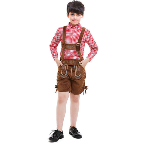 Kinder Trachten-Lederhose mit Trägern für Oktoberfest – Falko