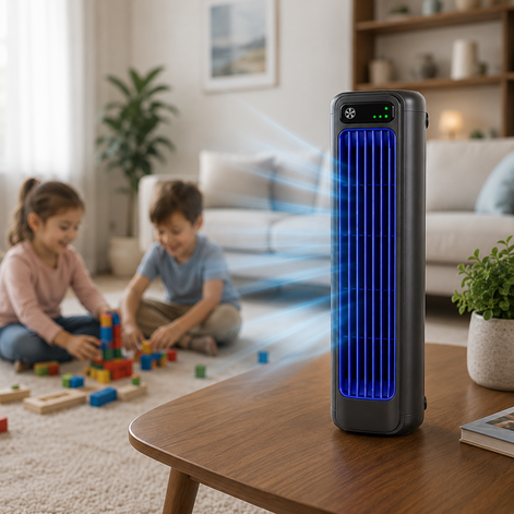 Bladloser Turmventilator mit Fernbedienung und einstellbaren Luftstufen – AeroTower