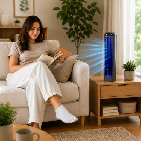 Bladloser Turmventilator mit Fernbedienung und einstellbaren Luftstufen – AeroTower