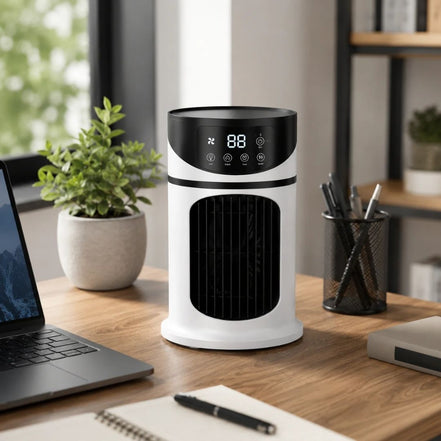 Tragbarer USB Luftkühler mit LED-Display und Fernbedienung – CoolBreeze