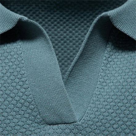 Calviro Polo Herren kurzarm Polyester Viskose Kragen mit Knopfleiste einfarbig