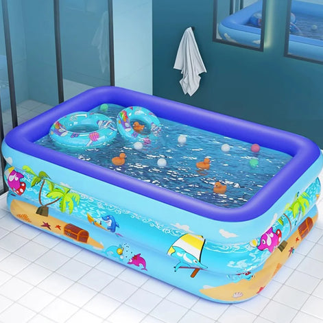 AquaMira Aufblasbarer Familienpool aus PVC mit Rechteckigem Design