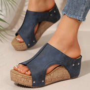 Velistra Damen Keilsandalen mit Plateau und Peep Toe