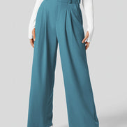 Velmoria Damen Karohose mit weitem Bein und hoher Taille
