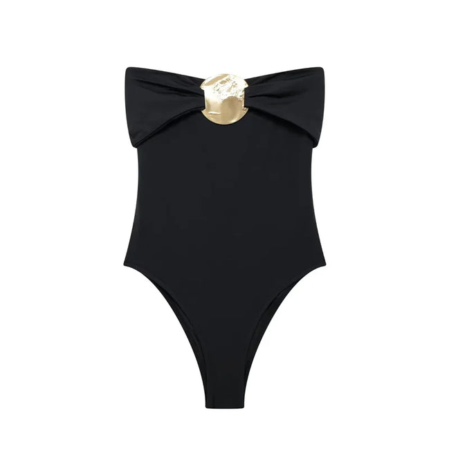 Schulterfreier Damen-Body mit Schleifendetail – Veloura