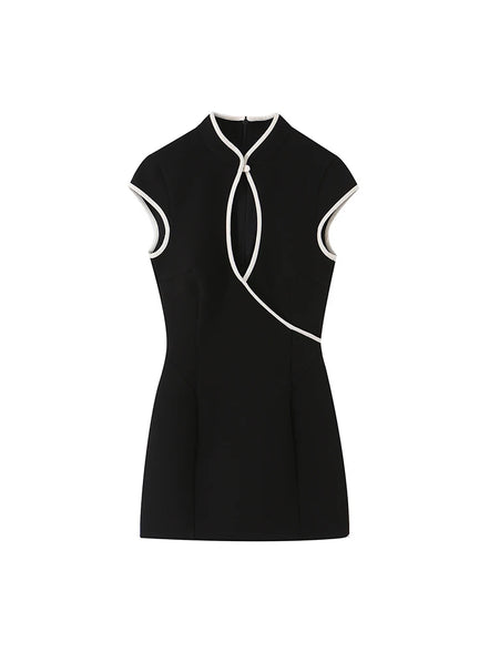 Élodine Damen Minikleid mit Kontrastdetails und Cut-out Design