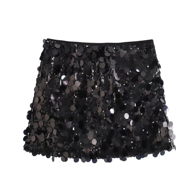 Pailletten Minirock mit hoher Taille für Damen – Luméa