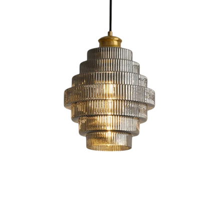 Meriva Hängeleuchte aus geriffeltem Glas und Metall