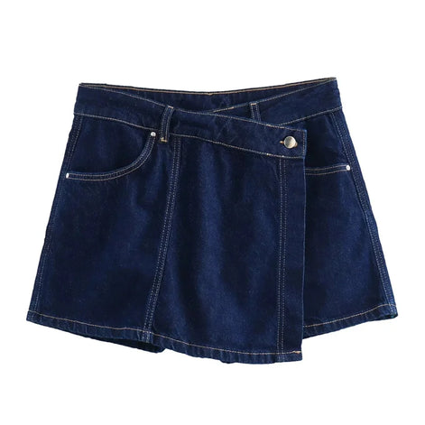 Lunessa Damen Cropped Jeansbluse mit Kurzarm