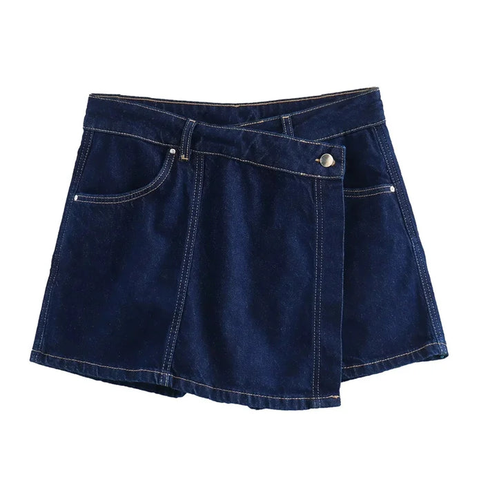 Lunessa Damen Cropped Jeansbluse mit Kurzarm