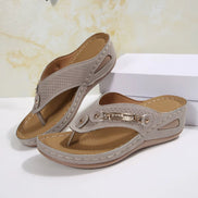 Solviana Damen Sandalen mit Keilsohle und Verstellbarem Riemendesign