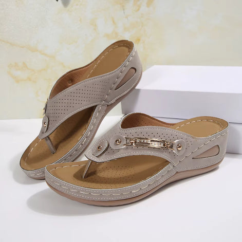 Solviana Damen Sandalen mit Keilsohle und Verstellbarem Riemendesign