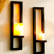 Velvara Wandkerzenhalter aus Holz mit Ablagefläche