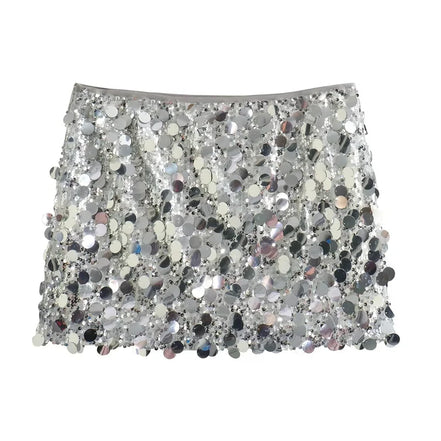 Pailletten Minirock mit hoher Taille für Damen – Luméa