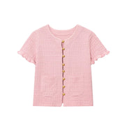 Kurzarm Strickcardigan mit Knopfleiste für Damen – LioraBelle
