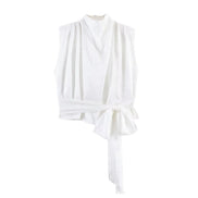 Auriane Damen Satin-Top mit Ärmellosem Design und Schleifendetail