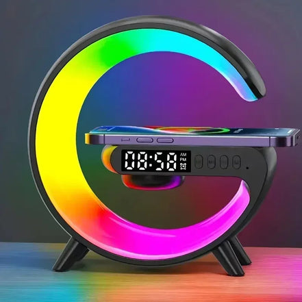 Multifunktionale kabellose Ladestation mit RGB-Licht und Bluetooth-Lautsprecher