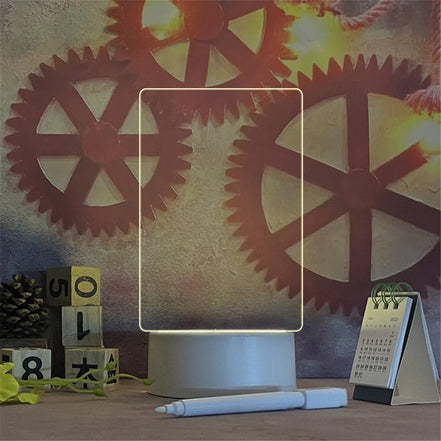 Lunaris LED-Memoleuchte – USB-Acryltafellicht mit Schreibtafel