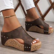 Velistra Damen Keilsandalen mit Plateau und Peep Toe