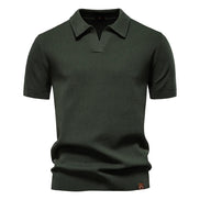 Calviro Polo Herren kurzarm Polyester Viskose Kragen mit Knopfleiste einfarbig
