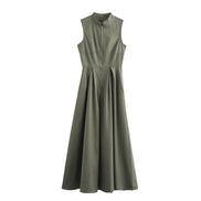 Damen Ärmelloses Midikleid mit Plisseefalten und Reißverschluss – Elanora