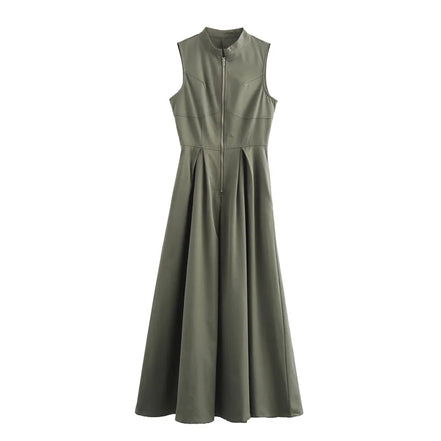 Damen Ärmelloses Midikleid mit Plisseefalten und Reißverschluss – Elanora