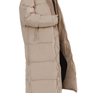 Lange Damen Steppjacke mit Kapuze und Reißverschluss – Velmira