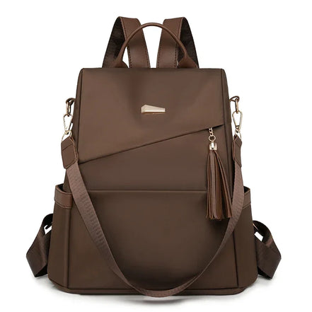 Tasselora Damen Anti-Diebstahl Rucksack aus Nylon mit Quasten-Detail