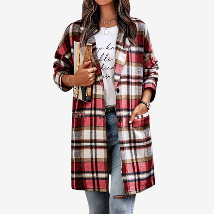 Damen Jacke mit Umlegekragen und Knopfleiste – Veloura