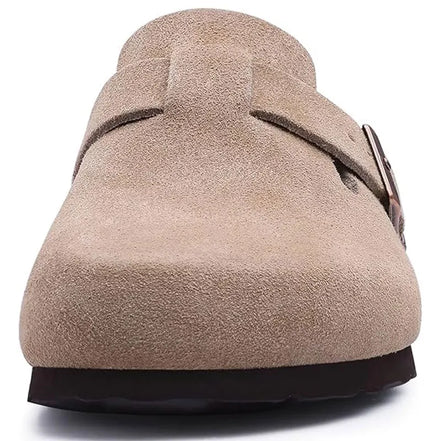 Marivelle Unisex Clogs aus Veloursleder mit Korkfußbett