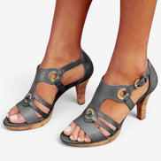 Elviera Damen Sandalen mit Absatz und Schnallenriemen