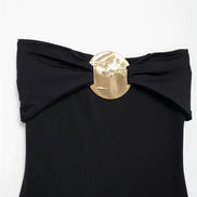 Schulterfreier Damen-Body mit Schleifendetail – Veloura