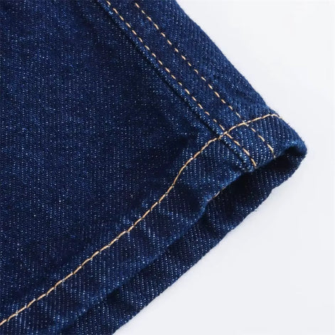 Lunessa Damen Cropped Jeansbluse mit Kurzarm