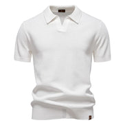 Calviro Polo Herren kurzarm Polyester Viskose Kragen mit Knopfleiste einfarbig