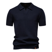 Calviro Polo Herren kurzarm Polyester Viskose Kragen mit Knopfleiste einfarbig