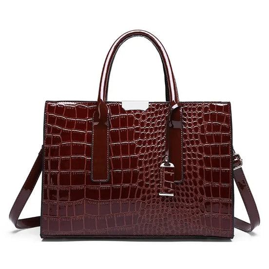 Damen Tote Bag aus PU mit Kroko-Prägung und Reißverschluss