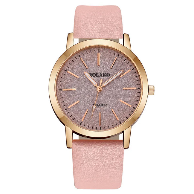 LunaDial Leather Watch – Quarz-Armbanduhr mit rundem Gehäuse