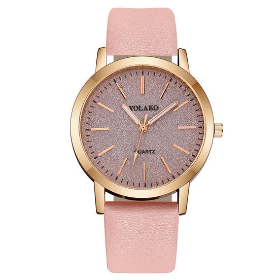 LunaDial Leather Watch – Quarz-Armbanduhr mit rundem Gehäuse