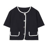 Damen Cropped Blazer mit Kurzarm und Taschen – Elviane