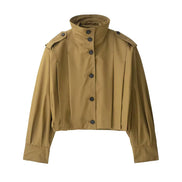Velmora Damen Bomberjacke mit Plissee und Stehkragen