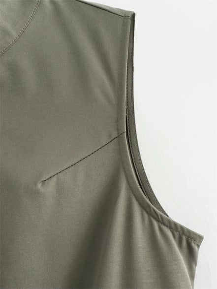 Damen Ärmelloses Midikleid mit Plisseefalten und Reißverschluss – Elanora
