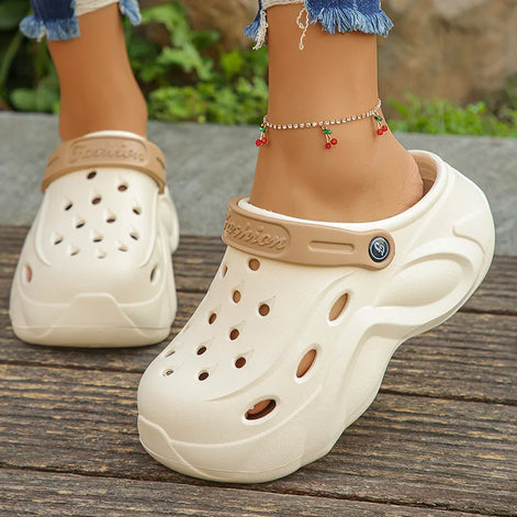 Veloria Damen Plateau Clogs mit Keilsohle aus EVA