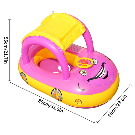 Carmello Aufblasbarer Kinder Schwimmring mit Auto-Design und Sonnendach