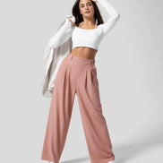 Velmoria Damen Karohose mit weitem Bein und hoher Taille