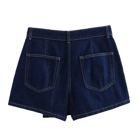 Lunessa Damen Cropped Jeansbluse mit Kurzarm