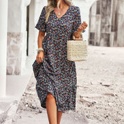 Lunaria Damenkleid mit V-Ausschnitt und Blumenprint