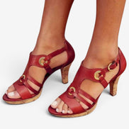Elviera Damen Sandalen mit Absatz und Schnallenriemen